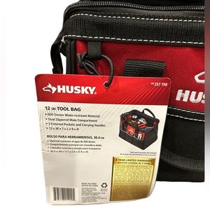 Husky 12” Tool bag w/ three pockets and dual directional zipper